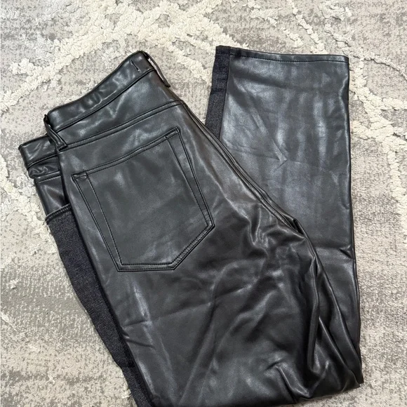 Abercrombie & Fitch Ankle Straight Ultra High Rise Denim/ Leather Pants - Picture 2 of 5
